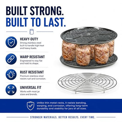 Supa Ant 10.8in Canning Rack for Pressure Canner (3pcs) - Stainless Steel, Stackable & Heavy-Duty Rack with Base - Universal Fit, Compatible with Supa Ant, Presto, All American & More - style: Canning Rack
