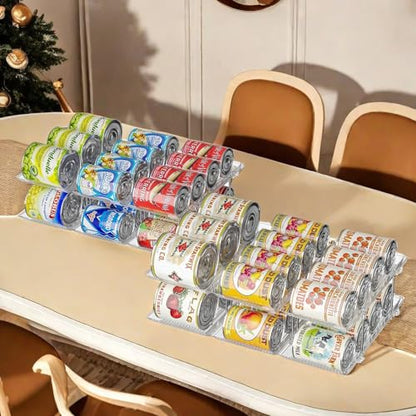Jsyrjing Can Organizer for Pantry, 2-Tier Canned Goods Organizer 2 Pack | Automatic rolling, Modular flexible combination, Extra-thick clear material, Cabinet pantry fridge countertop storage - size: 3*2