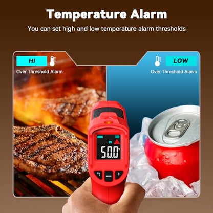 Wintact Laser Infrared Thermometer Gun, -58°F to 1112°F Surface Heat Temperature Gun, Non-Contact Digital Thermometer for Kitchen Cooking Food, Pizza Oven, BBQ, Griddle, Soap Making, HVAC