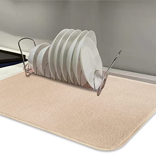 Dish Drying Mats for Kitchen Counter, 2 Pack Dish Drying Pads Dish Rack Mat Drying Pink Kitchen Mat (Beige-2) - color: Beige-2