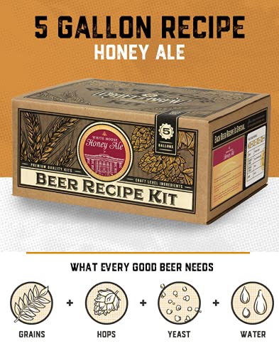 Craft a Brew - Beer Recipe Kit - White House Honey Ale - Home Brewing Ingredient Refill - Beer Making Supplies - Includes Hops, Yeast, Malts, Extracts - 5 Gallons - color: White House Honey Ale