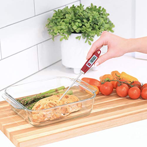 Escali DH1 Gourmet Digital Meat Thermometer with Extra Long Probe, NSF Certified, Red - color: Red