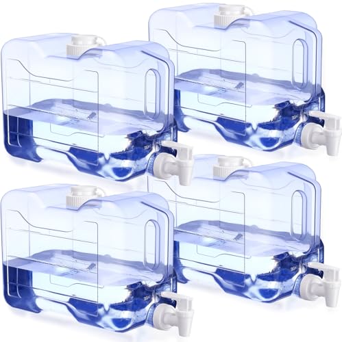 Funnymoom 4 Pcs Drink Water Dispenser for Fridge 2 Gallon Beverage Dispenser with Spigot Plastic Reusable Refrigerator Water Dispensers Waters Jug Container for Party Outdoors Camping Hiking Home - color: Blue, size: 2 Gallon