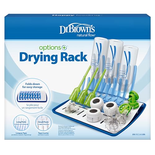 Dr. Brown's Folding Baby Bottle Drying Rack for Easy Storage - Dry Nipples,Pacifiers and Other Baby Essentials,BPA Free,(Pack of 6) - color: Folding Drying Rack (Pack of 6)