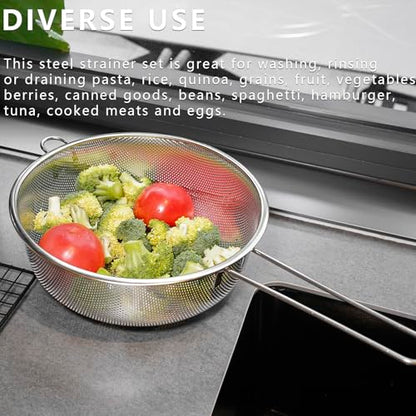 Metal Fine Mesh Strainer and Colander for Kitchen with Handle, Stainless Steel Pasta Strainer/Kitchen Funnel/Collander/Sifter for Strain/Wash Vegetables, Fruits, Spaghetti, Rice (7.8＂) - size: 7.8＂