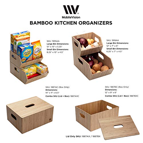 MobileVision Bamboo Storage Box, 14”x11”x 6.5”, Durable Bin w/ Handles, Stackable - For Toys Bedding Clothes Baby Essentials Arts & Crafts Closet & Office Shelf - size: Single: 14" x 11" x 6.5"
