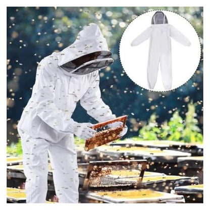 Beekeeping Clothes Cotton Hooded Beekeeping Suit Veil Hat Jacket Protective Coverall Full Body Cover Beekeepers(XL) - size: X-Large