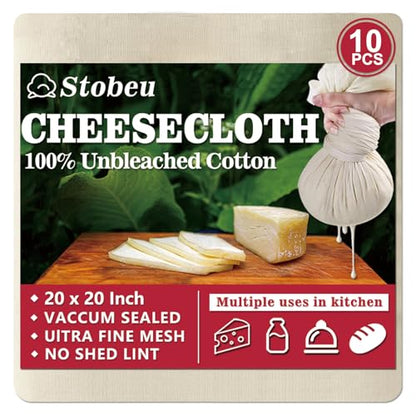 10Pcs Cheese cloths,Reusable Grade 100 Cheesecloth for Straining,Ultra Fine Mesh Cheese Cloth for Cooking,20x20" Pure Unbleached Cotton Cloth Strainer for Juicing,Baking,Cheese Making - color: 10pcs 20x20"
