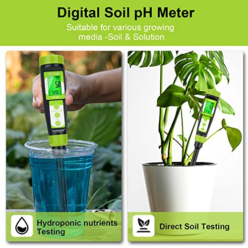 YINMIK Digital Soil pH Meter for Gardeners, Soil Direct pH Tester for Plant Care, Measure pH of Solution Potting Soil Growing Media,Great for Indoor,Greenhouse,Outdoor,Garden, Lawn, Farming, Yard Use - style: Soil pH Meter with Extra Probe