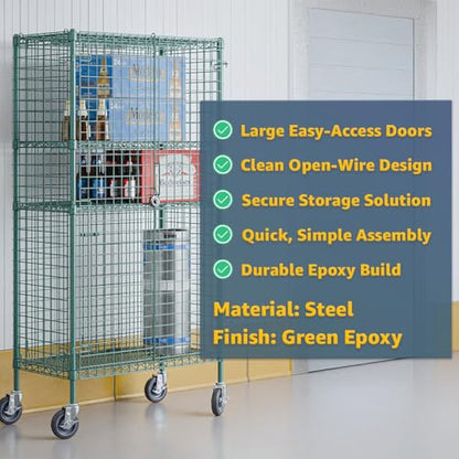 24" x 48" x 61" NSF Commercial Heavy Duty Green Epoxy Wire Security Cage Kit, Metal - color: Green, size: 24" x 48" x 61" Only Security Cage