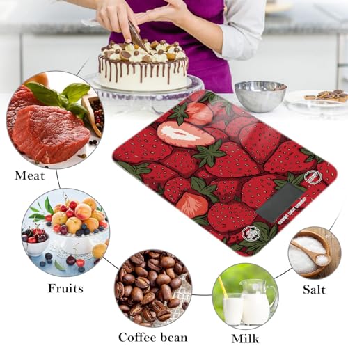 Food Scale Kitchen Scale for Baking Cooking Digital Food Weighing Measuring Scale Small Waterproof Electric Food Scale Cartoon Red Strawberry - color: Cartoon Red Strawberry