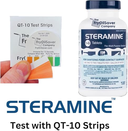 Steramine Quaternary Sanitizing Tablets (450 Count) - Commercial Sanitizer Tablets for Food-Contact Surfaces, Kitchen & Food Service - No-Rinse Dish Sanitizer Sanitabs - 150-Count/Bottle, 3-Pack