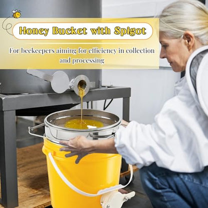 Threehoney 3 Pcs 2 Gallon Honey Bucket with Gate Honey Extractor Equipment Food Grade Bucket Food Safe Buckets with Lid for Beekeeping Supplies Extracting Storage (Yellow,Round Style) - color: Yellow