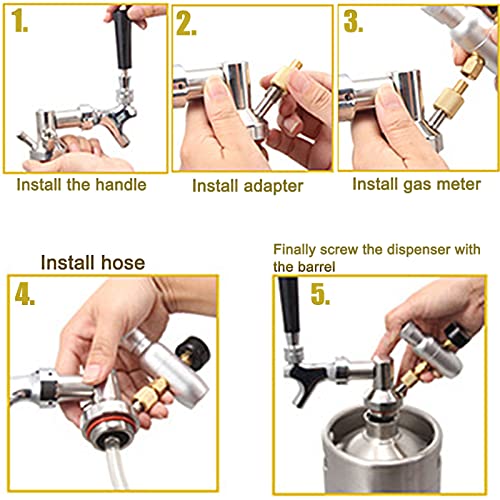 Portable Draft Keg System Stainless Steel Keg Mini Keg Draft System Stainless Steel Portable Mini Keg Dispenser Pressure Regulator Craft Beer Draft Home Brew,8L