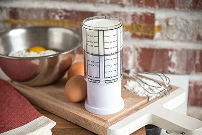 KitchenArt 1 Cup Adjust-A-Cup, Plastic, White | Plunger Measuring Cup | Measures Between 1/8 Cup to 1 Cup | Includes Conversions | Kitchen Gadget | Measures Solids & Liquids - color: White/Clear - 1 Cup
