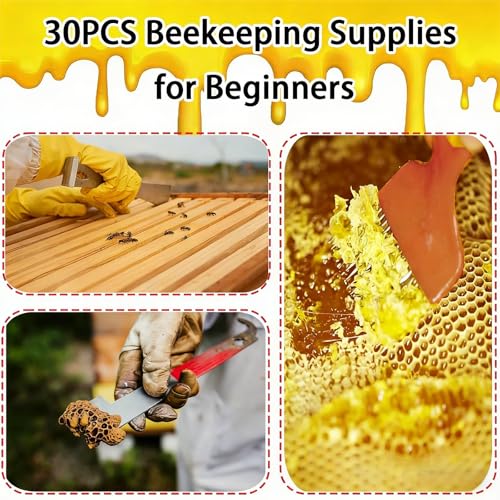 Beekeeping Supplies, 30Pcs Bee Keeping Starter Kit with Bee Suit, Bee Keeping Supplies-All Beekeeping Tools, Bee Smoker Kit with Oxford Bag for Beginners and Professionals