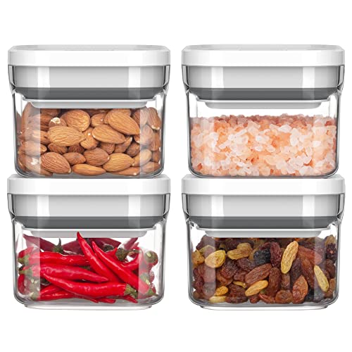 MR.SIGA 4 Pack Airtight Food Storage Container Set, BPA Free Kitchen Pantry Organization Canisters, One-handed Airtight Cereal Snack Candy Storage Containers, 360ml / 12.2oz, Small, White - color: White