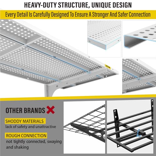 Aecxm 2-Pack 2 Tier 1.3x4ft Garage Shelving Wall Mounted, 520lbs Load Capacity，15.6x48inch per Shelf Height Cassette Adjustable Floating Shelves (White) - color: White, size: 4pack-1.3x4ft
