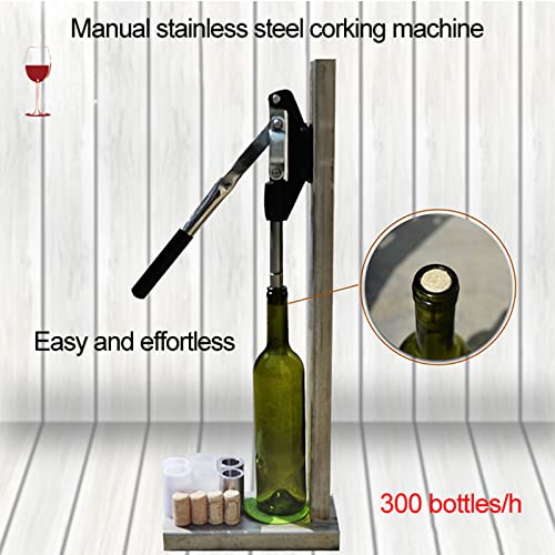 KEhtu Manual Bottle Capper Tool, Bench Top Stainless Steel Corkers Red Wine Bottle Capper with Two Plastic Size stoppers and Adjustable Auto Lever for Homebrew Soda Soft Drink Home Brew Beer