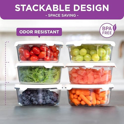 HOLDN’ STORAGE Vacuum Food Storage Containers, Set of 6 Glass Containers & Electronic Pump - Keep Food Fresh Longer, BPA-Free Glass, Leak-Proof, Ideal for Meal Prep, Marinating - size: Set of 6: Electronic Pump