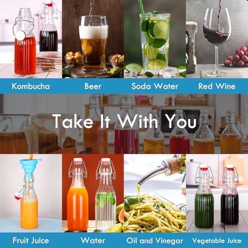 9 Pack Swing Top Glass Bottles 8oz Flip Top Glass Bottles with Airtight Lids for Home Brewing,2nd Fermentation,Kombucha,Kefir,Vanilla Extract,Juice,Tea,Beverages,Soda,Oil,Vinegar,Limoncello,Beer