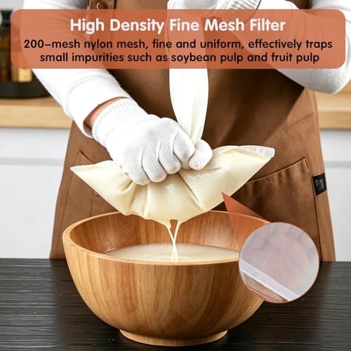6 Pcs Nut Milk Bag 12 x 8 Inch Nut Bag Strainer Reusable Fine Juice Strainer Bag 200 Mesh Fine Mesh Bag Nylon Cheese Cloth Bags for Straining Yogurt Juice Coffee Beer Jelly Cheese