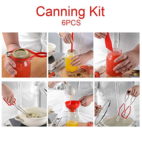 Canning Tools Set, Bubble Popper/Bubble Measurer/Bubble Remover Tool for Cannings Pot, Water Bath& Pressure Canner, Include Tongs, Wide Mouth Funnel, Jar Lifter, Jar Wrench, Magnetic Lid Lifter