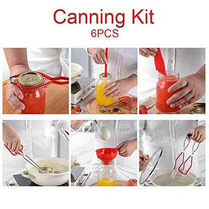 Canning Tools Set, Bubble Popper/Bubble Measurer/Bubble Remover Tool for Cannings Pot, Water Bath& Pressure Canner, Include Tongs, Wide Mouth Funnel, Jar Lifter, Jar Wrench, Magnetic Lid Lifter