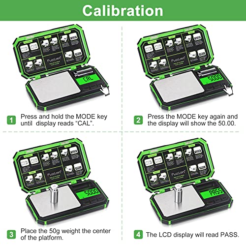 Fuzion Digital Gram Scale, TU-X 200g/0.01g Pocket Herb Scale with 6 Units for Personal Hobbies, Small Scale .01 Gram Accuracy Measuring Jewelry, Food, Powder - color: Green