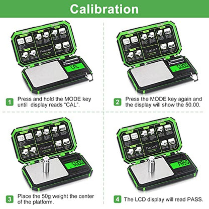 Fuzion Digital Gram Scale, TU-X 200g/0.01g Pocket Herb Scale with 6 Units for Personal Hobbies, Small Scale .01 Gram Accuracy Measuring Jewelry, Food, Powder - color: Green