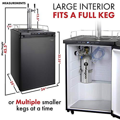 Kegco HBK309X-2 Keg Dispenser, 2 faucet without keg Black Stainless Steel - color: Black Stainless Steel, size: 2 Tap