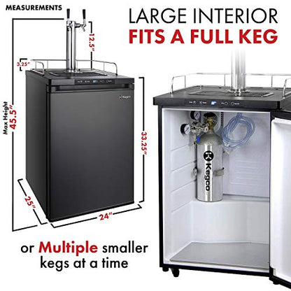 Kegco HBK309X-2 Keg Dispenser, 2 faucet without keg Black Stainless Steel - color: Black Stainless Steel, size: 2 Tap