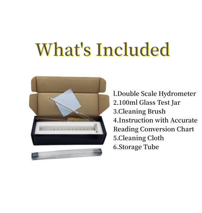 Alcohol Hydrometer kit: Alcoholmeters 0-100% ABV, Proof Tralle 0-200 Double Scales For Spirit Moonshine Whiskey Brandy Distilling Liquor Test 100ml Glass Cylinder Test Jar Accessories Included