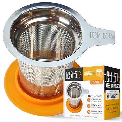 Tiesta Tea Brewbasket Stainless Steel Infuser Basket for Loose Leaf, Reusable Fine Mesh Strainer for Hot & Iced Drinks, Loose Leaf Steeper, Single Cup Tea Diffuser, Holds 5 Ounces - style: Brewbasket (Mug, Cup, Tea Pots)