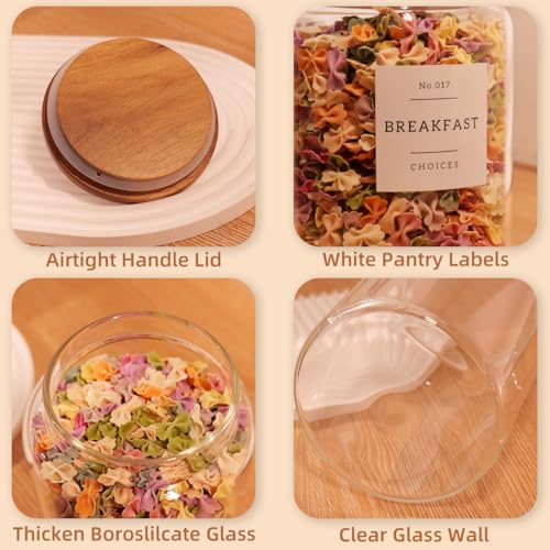 2 Pack Large Glass Flour and Sugar Containers with 132 Pantry Labels - 64 FL OZ Glass Canisters with Bamboo Airtight Lids - Farmhouse Glass Cookie Jars for Rice, Pasta, Cereal, Bath Salt - size: 64OZ- 2 Pack