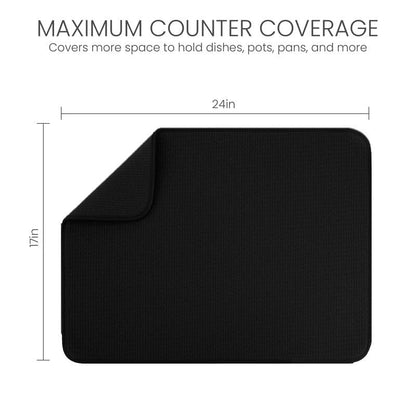 Bellemain XL Dish Mat Microfiber Dish Drying Mat, Super absorbent (Black, 17" x 24") - color: Black, size: 17" x 24"