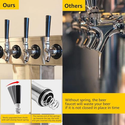 4-1/8'' Draft Beer Faucet Shank, 1/4'' Beer Line Barb No Leak No Drip No Stick Stainless Core Kegerator Brew Tap Beer Shank Dispenser Self-Closing Spring Tap Brush Spanner Wrench Hose Clamp - size: 4-1/8"