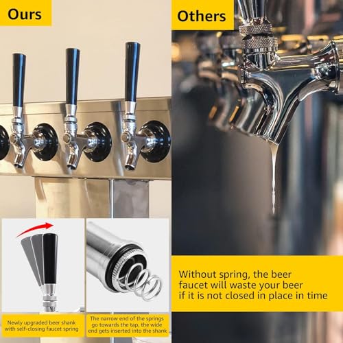 4-1/8'' Draft Beer Faucet Shank, 1/4'' Beer Line Barb No Leak No Drip No Stick Stainless Core Kegerator Brew Tap Beer Shank Dispenser Self-Closing Spring Tap Brush Spanner Wrench Hose Clamp - size: 4-1/8"
