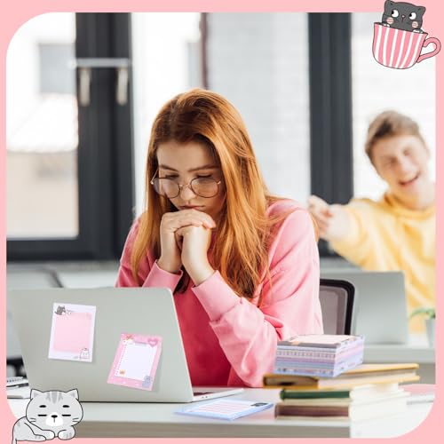 Chiisong 12 Pieces Cats Sticky Notes Cute Cat Gift Self Stick Notepads 3x4 Inch Kawaii Memo Notes for Animal Lover Cartoon Animal to Do List for Office Home Supplies Roommates Gift - style: Cat Style