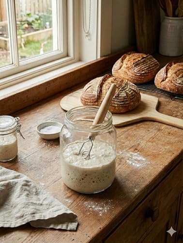 Sourdough Starter Stirring Hook and Danish Dough Whisk | Small Size to Fit in Jars | Improve the Mixing Standard Of Your Starter For Better Baking Results | New England Sourdough Starter Co. - size: 13 inches