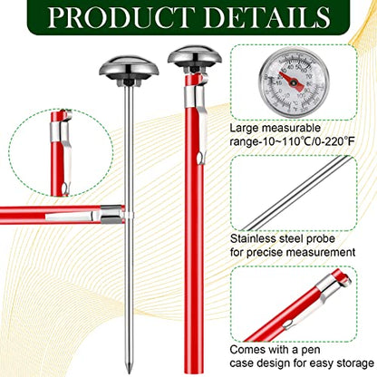 Xuhal 4 Pieces Stainless Steel Kitchen Pocket Thermometer Immediate Read 1 Inch Dial Food Thermometer with 4 Pcs Sleeves for Milk Frothing Oven Meat Cooking Probe Water Grill Coffee BBQ