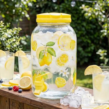 Havawish 2 Pcs 1 Gallon Plastic Beverage Dispenser with Spigot Clear Summer Kitchen Fridge Drink Dispenser for Parties Lemonade Juice Tea Beer Cold Water(Yellow,Classic) - color: Yellow, style: Classic