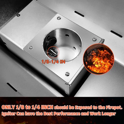 QuliMetal 304 Stainless Steel Fire Burn Pot & Hot Rod Ignitor Kit – Replacement Parts for Traeger & Pit Boss Wood Pellet Grill Smoker, Durable Fire Pot with Ash Remover, Screws and Fuse, Easy Install - size: L1 Fire Burn Pot + Hot Rod Ignitor