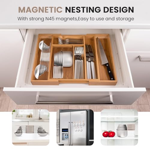 Magnetic Measuring Cups and Spoons Set-Heavy Duty 304 Stainless Steel，Double Measurement Markings，Set of 16 with Leveler for Measure Dry and Liquid Ingredients (khaki) - color: Khaki