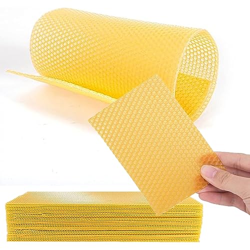 TooGet Beeswax Foundation Sheets, 30-Pack Natural Yellow Beeswax Sheets for Beekeeping Hive Frames & Candle Making Supplies - 19.5 x 41.5 cm
