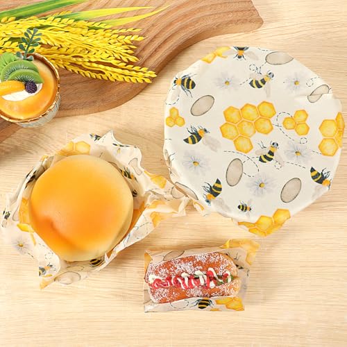 Reusable Beeswax Wraps Roll 13 x 39 Inch, Organic Eco-Friendly Sustainable Beeswax Food Wraps, Food Storage Wraps Beeswax Paper Cloth for Sandwich, Cheese, Fruit, Bread, Snacks - color: Bees
