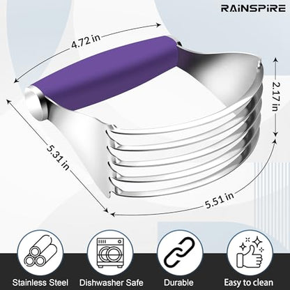 Rainspire XL Pastry Cutter For Baking, Heavy Duty Pastry Blender Stainless Steel, Thick Sharp Blades Dough Blender, Dough Cutter Butter Cutter Pastry for Easy Mixing, Dishwasher Safe, Purple - color: Purple