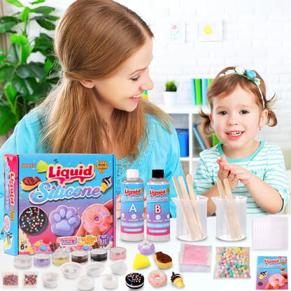 JOICEE Taba Squishy Kit, DIY Squishy Making Kit 18OZ 1:1 AB Liquid Silicone with 6 Molds for Make Your Own Super Soft Squishies Maker Kits Birthday Holiday Gifts Party Favors - style: Taba2