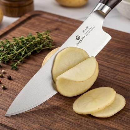 imarku Chef Knife, Japanese Kitchen Knife 8 Inch with High Carbon Stainless Steel, Ultra Sharp Edge Utility Knife, Ergonomic Pakkawood Handle Cooking Knives for Home Cooks and Chefs,Birthday Gift - color: Brown and Black