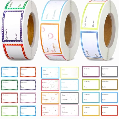 3 Rolls 1500Pcs Freezer Labels, BetterJonny 25 x 40mm Colored Removable Freezer Labels Self-Adhesive Food Storage Stickers with Strong Adhesion for Office School and Home(3 Styles) - size: 3 Rolls-1500Pcs